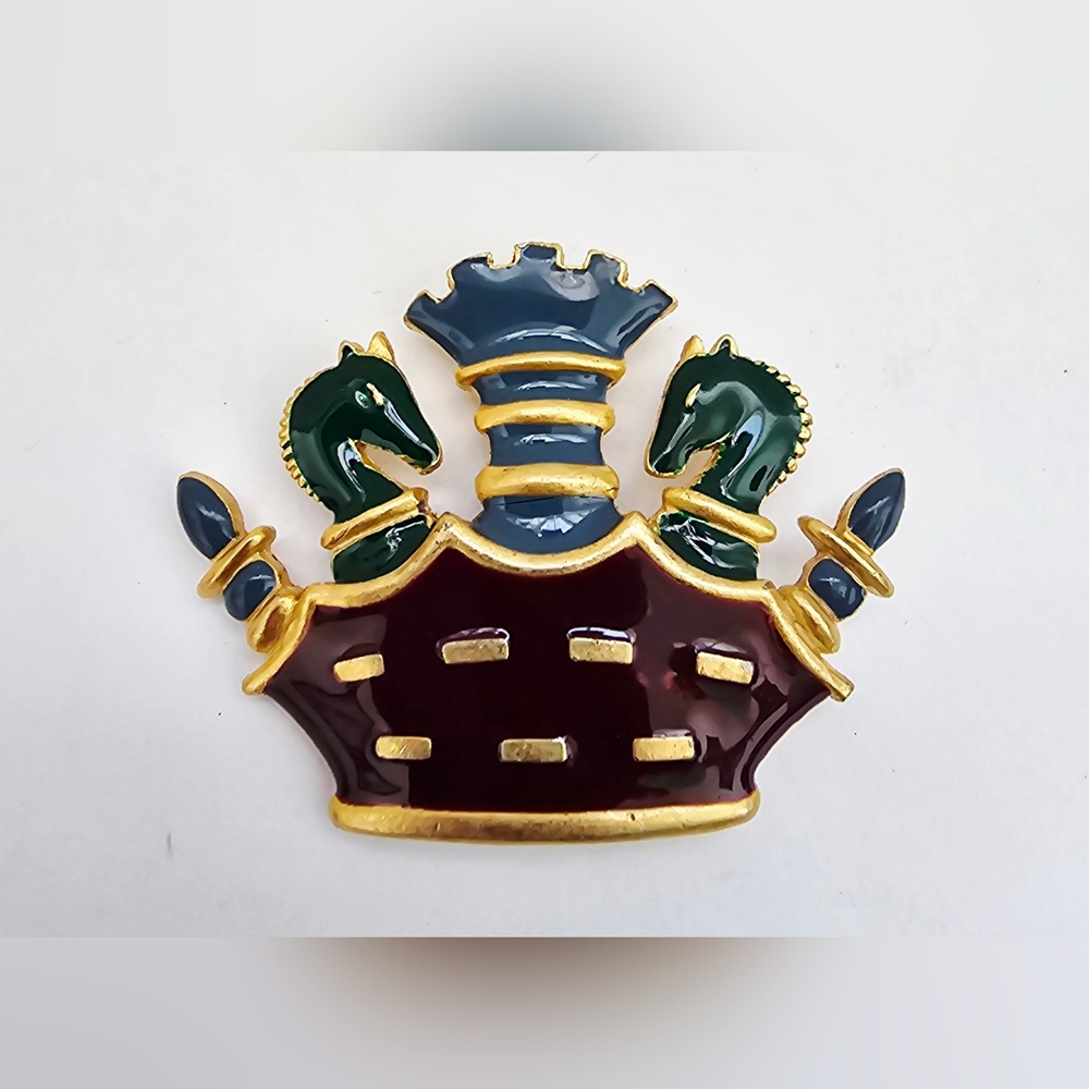 Gold and Green Equestrian Brooch